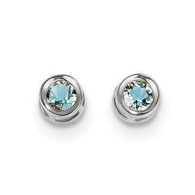 4mm Bezel March/Aquamarine Post Earrings 14k white Gold XBE243, MPN: XBE243, 191101319846