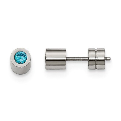 CZ March Birthstone Polished Post Earrings Stainless Steel SRE1000 by Chisel, MPN: SRE1000, 1911016…