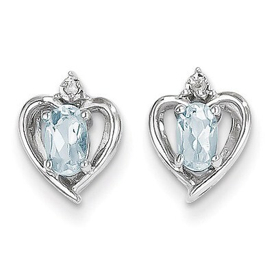 Aquamarine Diamond Earring 14k White Gold Genuine XBS451, MPN: XBS451, 883957445045
