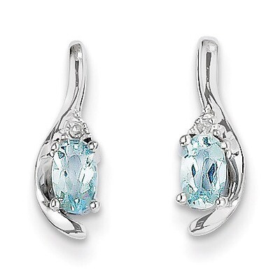 Aquamarine Diamond Earring 14k White Gold Genuine XBS379, MPN: XBS379, 883957469539