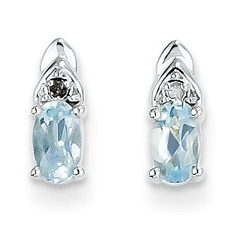 Aquamarine Diamond Earring 14k White Gold Genuine XBS235, MPN: XBS235, 883957373959