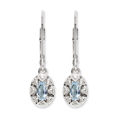 March Aquamarine Earrings Sterling Silver Diamond QBE10MAR, MPN: QBE10MAR, 883957487847