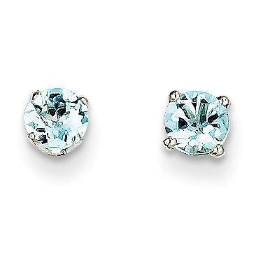 4mm Aquamarine Stud Earrings 14k White Gold XBE123, MPN: XBE123, 883957086446