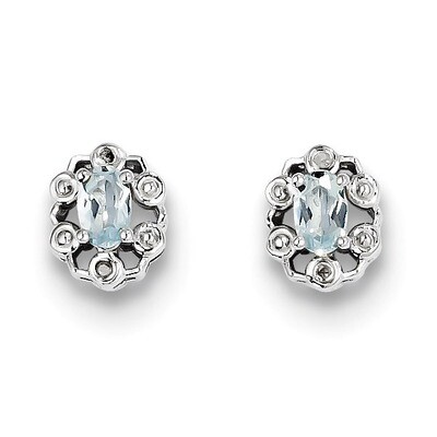 Aquamarine &amp; Diamond March Earrings Sterling Silver QBE22MAR, MPN: QBE22MAR, 883957487922