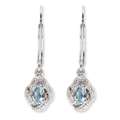 March Aquamarine Earrings Sterling Silver Diamond QBE12MAR, MPN: QBE12MAR, 883957457598