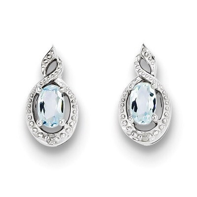 Aquamarine &amp; Diamond March Earrings Sterling Silver QBE18MAR, MPN: QBE18MAR, 883957563374