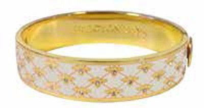Halcyon Days 13mm Bee Sparkle Trellis Cream Gold Hinged Bangle Bracelet HBBES0513G, MPN: HBBES0513G,