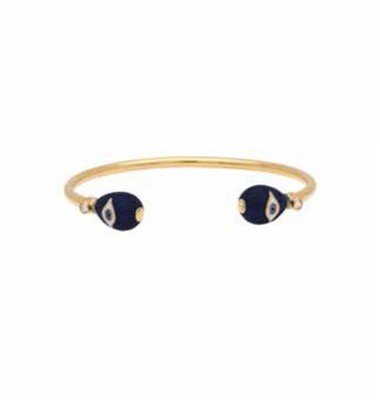 Halcyon Days Evil Eye Midnight Blue Gold Wire Bangle Bracelet BREVE11EGG, MPN: BREVE11EGG,