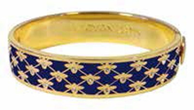 Halcyon Days 13mm Bee Sparkle Trellis Deep Cobalt Gold Hinged Bangle Bracelet HBBES1813G, MPN: HBBE…