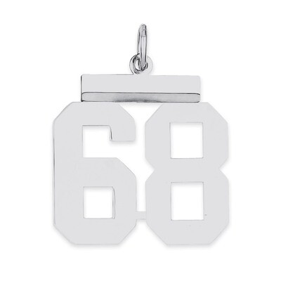 Pendant Number 68 Polished Sterling Silver Medium QMS68, MPN: QMS68, 191101278402