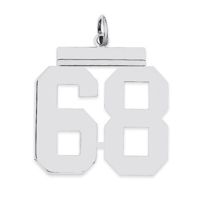 Charm Number 68 Polished Sterling Silver Large QPL68, MPN: QPL68, 191101281181