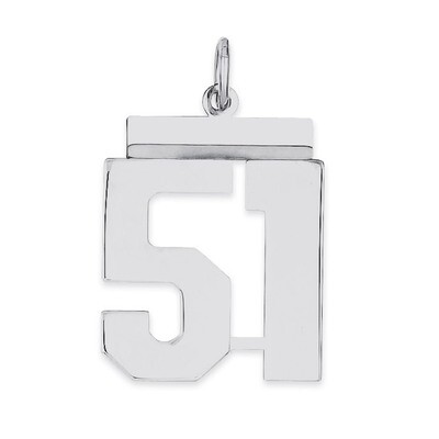 Pendant Number 51 Polished Sterling Silver Medium QMS51, MPN: QMS51, 191101278235