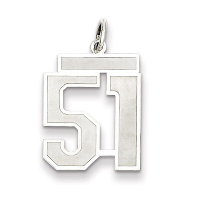 Pendant Number 51 Satin Sterling Silver Medium QPM51, MPN: QPM51, 883957127255