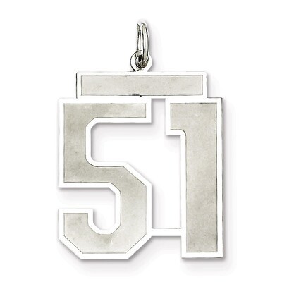 Pendant Number 51 Satin Sterling Silver Large QPP51, MPN: QPP51, 191101281907