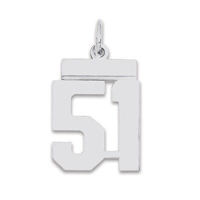 Pendant Number 51 Polished Sterling Silver Small QSS51, MPN: QSS51, 883957101446