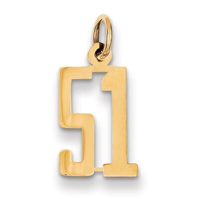 Number 51 Charm 14k Gold Small Polished Elongated LES51, MPN: LES51, 883957316789