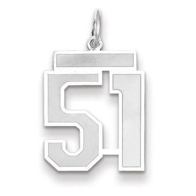 Number 51 Charm Medium Satin 14k white Gold WSM51, MPN: WSM51, 883957077574