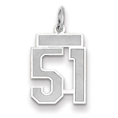 Number 51 Charm Small Satin 14k white Gold WSS51, MPN: WSS51, 883957071909