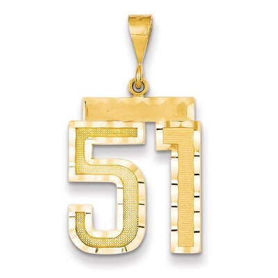 Number 51 Charm 14k Gold Large Diamond-cut LN51, MPN: LN51, 883957122427