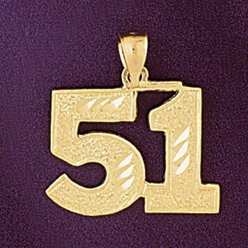 Dazzlers Jewelry Number 51 Pendant Necklace Charm Bracelet in Yellow, White or Rose Gold 950951, MP…