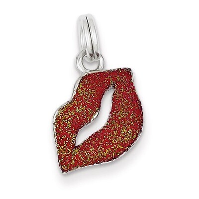 Enamel Lips Charm Sterling Silver QC6167, MPN: QC6167, 191101561214