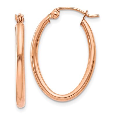 Oval Hoop Earrings 14k Rose Gold TF595, MPN: TF595, 886774732237