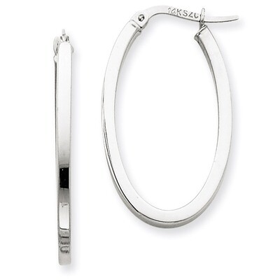 Oval Hoop Earrings 14k White Gold TM492, MPN: TM492, 883957292175