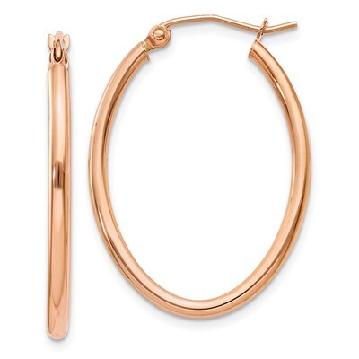Oval Hoop Earrings 14k Rose Gold TF594, MPN: TF594, 886774732213