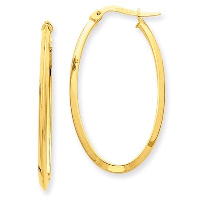 2mm Oval Hoop Earrings 14k Gold TL245, MPN: TL245, 883957291963