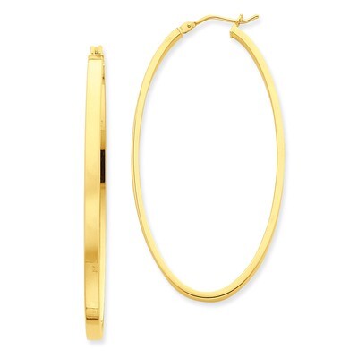 Oval Hoop Earrings 14k Gold Polished PRE795, MPN: PRE795, 886774732138
