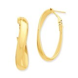 Twisted Oval Hoop Earrings 14k Gold PRE691, MPN: PRE691, 886774562117