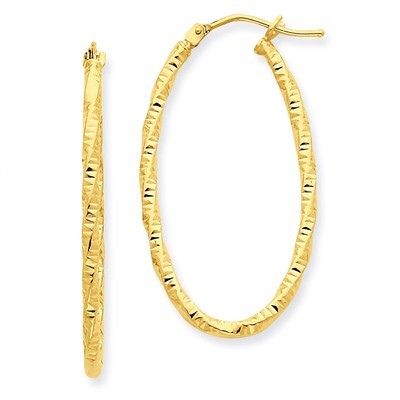 Textured Oval Hoop Earrings 14k Gold PRE786, MPN: PRE786, 883957577968