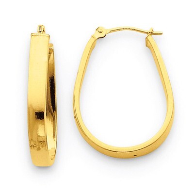 3.5mm Oval Hoop Earrings 14k Gold Polished YE436, MPN: YE436, 883957324555