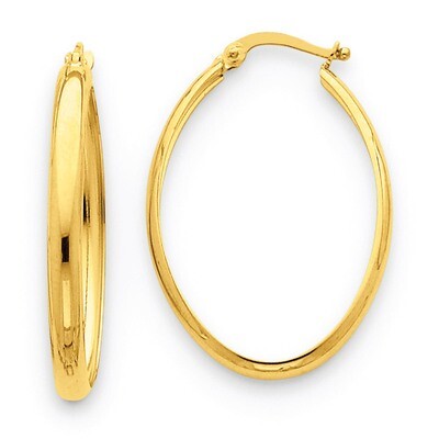 3.5mm Oval Hoop Earrings 14k Gold Polished TC189, MPN: TC189, 883957288673