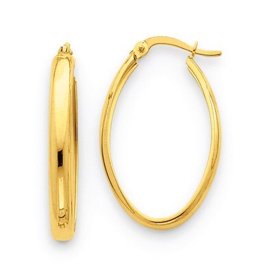 3.5mm Oval Hoop Earrings 14k Gold Polished TC188, MPN: TC188, 886774562254