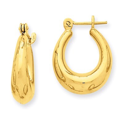 Oval Hollow Hoop Earrings 14k Gold Polished S1456, MPN: S1456, 658226124248