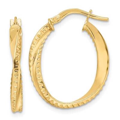 Twisted Oval Hoop Earrings 14k Gold Polished TF2142, MPN: TF2142, 883957992327