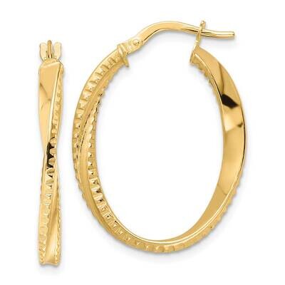 Twisted Oval Hoop Earrings 14k Gold Polished TF2143, MPN: TF2143, 883957992334