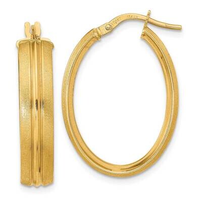 Satin Oval Hoop Earrings 14k Gold Polished TF2030, MPN: TF2030, 883957987538