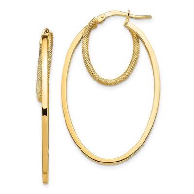 Textured Oval Hoop Earrings 14k Gold Polished  TF1352, MPN: TF1352, 191101986291