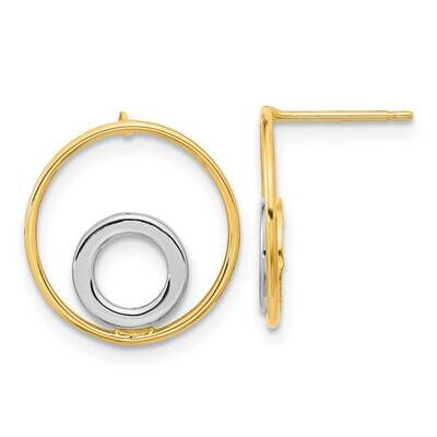 White Rhodium Circle In Circle Post Earrings 14k Gold YE1955, MPN: YE1955, 191101799426