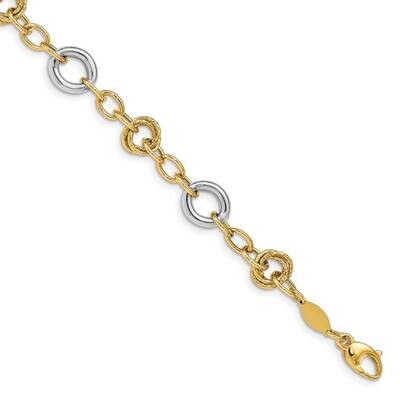 Fancy Circles Cable Link Bracelet 14k Two-tone Gold SF2718-7.5, MPN: SF2718-7.5, 191101982415