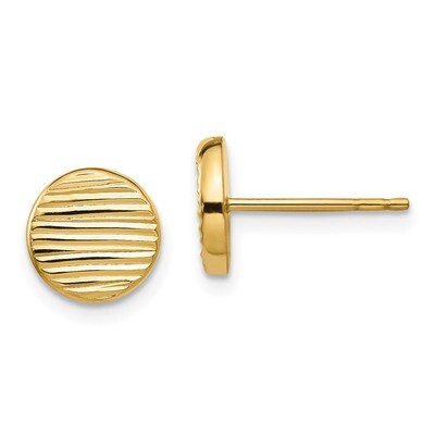 Leslie&#39;s Textured Disc Post Earrings 14k Polished Gold HB-LE1789, MPN: LE1789, 191101736315