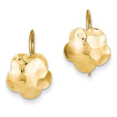 Concave Hammered Flower Disc Earrings 14k Gold TH647, MPN: TH647, 658226126570