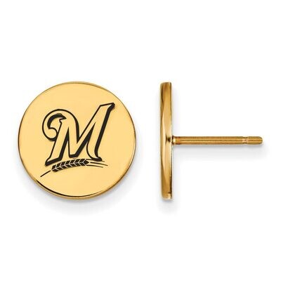 Milwaukee Brewers Small Enamel Disc Earring Gold-plated Silver GP018BRE, MPN: GP018BRE, 886774922171