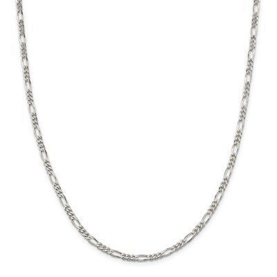 28 Inch 4mm Figaro Chain Sterling Silver QFG100-28, MPN: QFG100-28, 886774022789