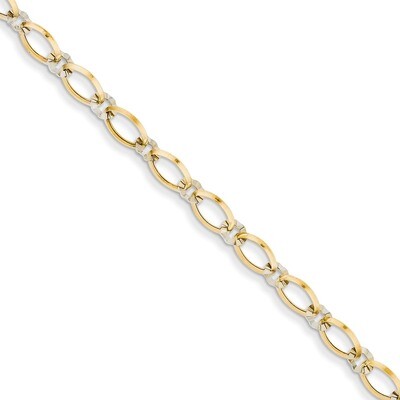 Oval and Diamond Cut Circle Bracelet 7.25 Inch 14k Two-Tone Gold FB1353-7.25, MPN: FB1353-7.25, 883…