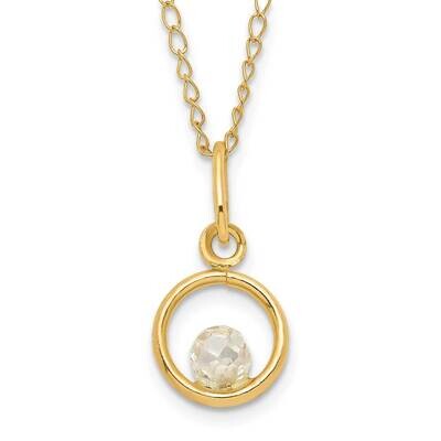Children&#39;S CZ Circle with 3 Inch Extension Necklace 14k Gold GK490-13, MPN: GK490-13,