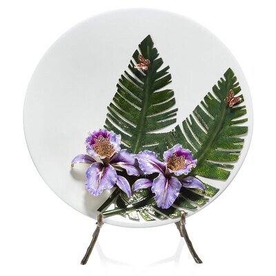 Jay Strongwater Orchid And Banana Leaf Platter With Stand SDH2529-256, MPN: SDH2529-256, 8485100241…