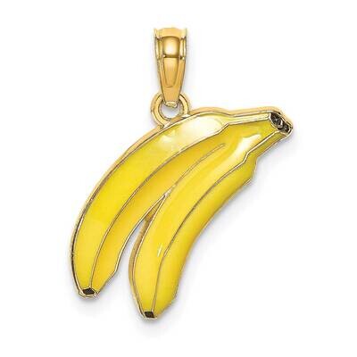 2-D Bananas Charm 14k Gold Enamel K6908, MPN: K6908, 637218130559
